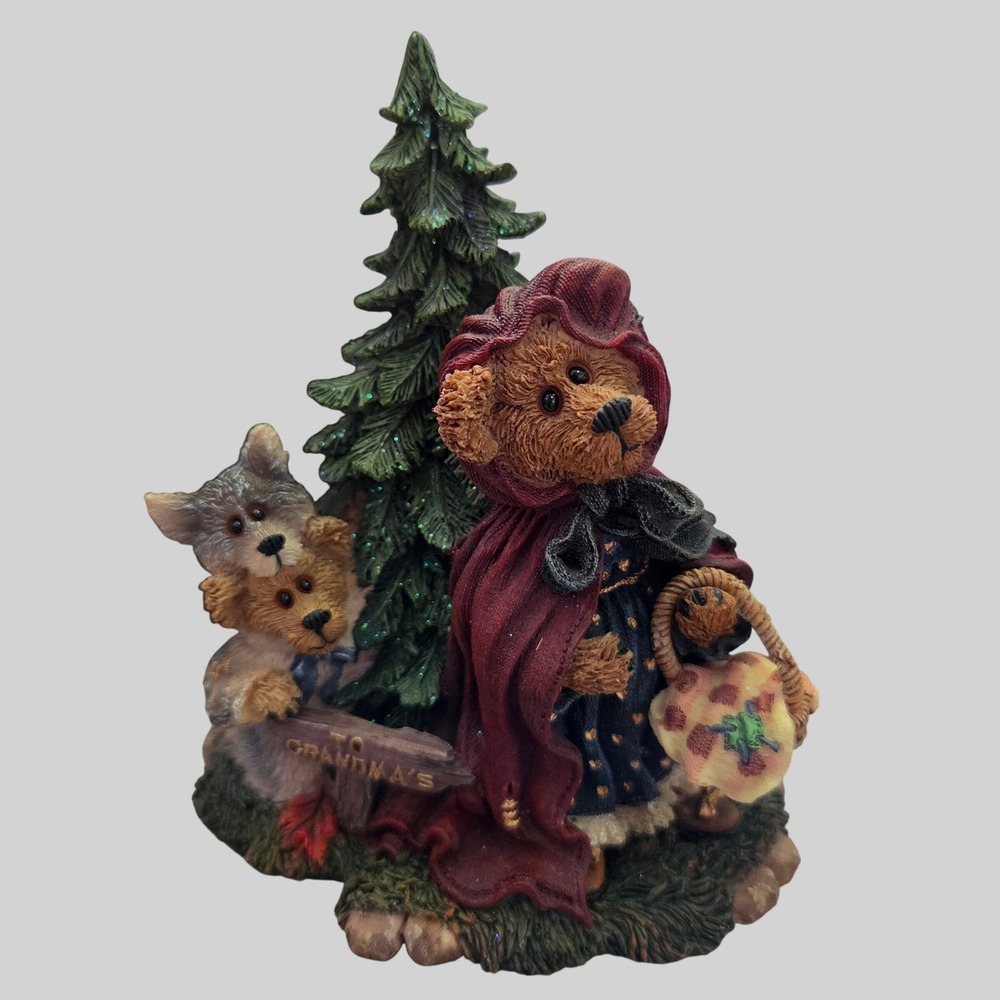 Boyds Bears Lil Red with BB Woolf Going to Grandma Figurine 2452 Bearstone Box